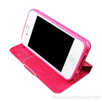 Leather mobile phone case for iPhone 4/4S, smart stand design